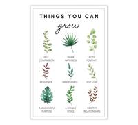 Positive Change Motivational Poster - Grow What Matters Affirmation Art with Botanical Print, Therapy Office & Dorm Room Wall Decor (Unframed,12x18inch(30x45cm))