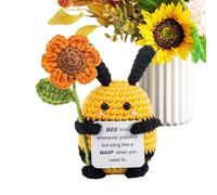 Positive Crochet Animals - Cute Handmade Inspirational Bee Plush Doll, Adorable Soft Stuffed Toy | Positive Crochet Animal For Incoraggiamento Appreciation Women Teacher Mom Friends Home Office Gift