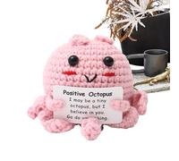 Positive Crochet Animals - Doll Knitted Octopus Doll with Encouragement Card, Handmade Soft Plush Toy, Inspirational Gift Set, Design | Motivational Present for Teachers Students Women Men Car