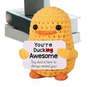 Positive Crochet Doll - Cute Crocheting Doll | Emotional Support Animals Crochet Doll | Minni Knitted Duck Doll with Card Tabletop Centerpieces for Living Room Bedroom Kids Room Funny Stuffed