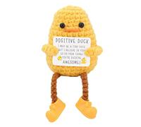Positive Crochet Duck - Smiling Crochet Toy, Knitted Duck Toy | Comfort Duck Cheer Up Duck, Handmade Duck Figurine for Kids Rooms, Baby Showers, and Birthdays, Ideal as a Comfort Toy or Nursery Decor
