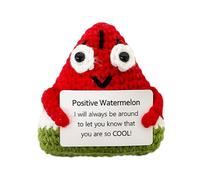 Positive Crochet Fruit - Watermelon Wool Knitted Fruit | Positive Crochet Fruits Knitted Watermelon Doll | Emotional Inspirational Cards Wool Fruits Doll for Adults Emotional Supporter