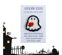 Positive Crochet, Ghost Wool Ornament, Collectible Handmade Toy, Soft Sturdy Yarn Design, Includes Greeting Card, Ideal for Teachers, Coworkers, Friends, Home, Car, Workplace, 4.72x3.15x0.2 Inches