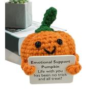 Positive Crochet - Positive Support Crochet Pumpkin - Bambola lavorata a maglia con biglietto per amico, gioventù, studente, ragazzo, ragazza, scrivania, libreria, comodino, studio