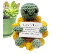 Positive Crochet Turtle - Soft Plush Motivational Toy, Handcrafted Crochet Animal | Inspirational Gift for Boys, Friends, Birthday, Graduation, Nurses, Teachers, Home Decor, Desk Companion, Encouragem