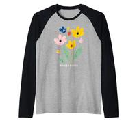 Positive Floral Daisy Flower, Inspirational, Flower Power Maglia con Maniche Raglan