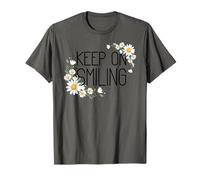 Positive Floral Daisy Flower, Inspirational, Keep on Smiling Maglietta