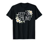 Positive Floral Daisy Flower, Inspirational, Keep on Smiling Maglietta