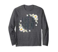 Positive Floral Daisy Flower, Inspirational, Life is Great Maglia a Manica