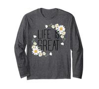 Positive Floral Daisy Flower, Inspirational, Life is Great Maglia a Manica