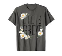 Positive Floral Daisy Flower, Inspirational, Life is Great Maglietta