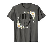 Positive Floral Daisy Flower, Inspirational, Life is Great Maglietta
