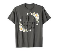 Positive Floral Daisy Flower, Inspirational, Life is Great Maglietta