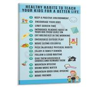 Positive Habits for Kids Poster Classroom Rules Educational Wall Art Canvas Print Good Behavior Chart for Home Bedroom Living Room(Unframed,12x18inch(30x45cm))
