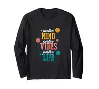 Positive Mind Positive Vibes Positive Life Retro Citazione Maglia a Manica