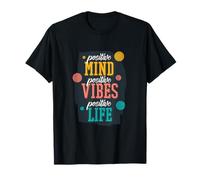 Positive Mind Positive Vibes Positive Life Retro Citazione Maglietta