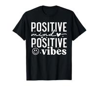 Positive Mind Positive Vibes Retro Inspirational Citazione Maglietta