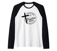 Positive Mind Vibes Life - Inspirational Christian Citazione Maglia con Maniche Raglan