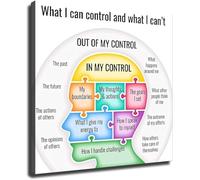 Positive Mindset Canvas Prints Wall Art What I Can Control Mental Health Poster for Room Aesthetics Decor Bedroom Office Living Room(Framed,08x12inch(20x30cm))