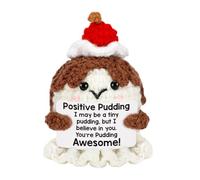 Positive Support Crochet, Emotional Support Crochet Pudding, Soft Plush Doll Toys with Motivational Words for Birthday, Nurse, Teacher, Friends and Graduation, 3.94x2.56 inches