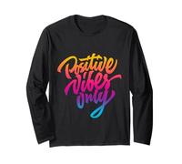 Positive Vibes Only T-Shirt, Inspirational Quotes Graphic Maglia a Manica