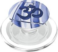 Positivo Zen Energy Blue Stripe Mindfulness Hindu Om Simbolo PopSockets PopGrip per MagSafe