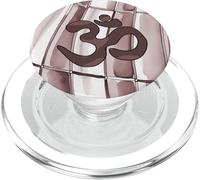 Positivo Zen Energy Brown Stripe Mindfulness Hindu Om Simbolo PopSockets PopGrip per MagSafe