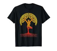 Posizione dell'Albero Donna Chioma e Radici Ocra e Rosso Maglietta