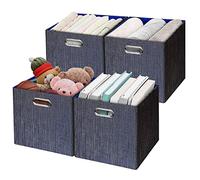 Posprica Scatole portaoggetti, organizer pieghevole a cubo, spesso e resistente (28 × 28 × 28 cm/4 pezzi, blu navy)