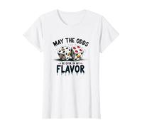 Possa Le probabilità Essere Sempre nel Mio Sapore Dadi Cibo Gioco di Parole Maglietta, Donna, Bianco, 3XL