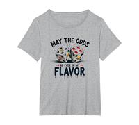Possa Le probabilità Essere Sempre nel Mio Sapore Dadi Cibo Gioco di Parole Maglietta, Donna Plus-Size, Grigio Melange, 2X