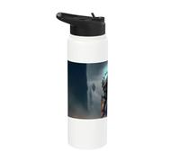 Possente cavaliere in armatura con spada di fuoco Stainless Steel Insulated Water Bottle