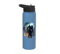 Possente cavaliere in armatura con spada di fuoco Stainless Steel Insulated Water Bottle