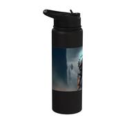 Possente cavaliere in armatura con spada di fuoco Stainless Steel Insulated Water Bottle