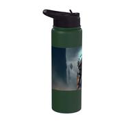 Possente cavaliere in armatura con spada di fuoco Stainless Steel Insulated Water Bottle
