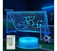 POSSHE Luce notturna a forma di calcio, idea regalo per calcio, lampada illusione 3D con 16 colori che cambiano, timer con telecomando, modalità lampeggiante RGB e dimmerabile, lampada per bambini per