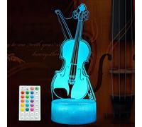 POSSHE Luce notturna a forma di violino, regalo per violino, lampada a illusione 3D con 16 colori che cambiano, timer, 4 modalità flash e dimmerabile, decorazione per la stanza dei bambini, ragazzi e
