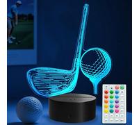 POSSHE - Luce notturna a tema golf, regalo per appassionati di golf, lampada 3D Illusion con 16 colori intercambiabili, timer, 4 modalità di flash e dimmerabile, decorazione per camera da uomo