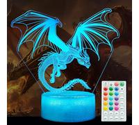 POSSHE Luce notturna con drago, regalo di drago, lampada da illusione 3D con 16 cangianti colore, timer, 4 modalità flash e dimmerabile, decorazione per la cameretta dei bambini, regali di Natale