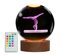 POSSHE - Luce notturna da ginnastica, regali per ragazze, palla di cristallo 3D (8 cm) con luce notturna con telecomando, lampade aggiornate con 16 colori per compleanno, Natale, decorazione