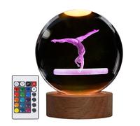 POSSHE - Luce notturna da ginnastica, regalo per ragazze, luce notturna 3D a forma di palla di cristallo da ginnastica con telecomando, lampade da 7,99 cm aggiornate con 16 colori per la decorazione