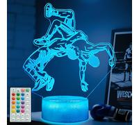 POSSHE - Luce notturna da wrestling, regali per wrestler, lampada 3D Illusion con 16 colori intercambiabili, telecomando e dimmerabile, decorazione per la camera dei ragazzi e delle ragazze, regalo