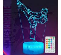 POSSHE Luce notturna per karate, regali per karate, lampada a illusione 3D di Taekwondo con 16 colori cangianti, telecomando e timer dimmerabile, decorazione per la camera di bambini e bambine