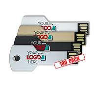 Possibox Chiavetta USB a Forma di Chiave Personalizzate 32GB con il Tuo Testo o Logo - All'ingrosso Pendrive - USB 2.0 Argento, 100 Pezzi
