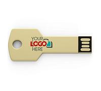 Possibox Chiavetta USB a Forma di Chiave Personalizzate 32GB con il Tuo Testo o Logo - All'ingrosso Pendrive - USB 2.0 Oro, 50 Pezzi