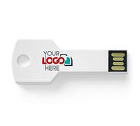Possibox Chiavetta USB a Forma di Chiave Personalizzate 32GB con il Tuo Testo o Logo - All'ingrosso Pendrive - USB 2.0 Bianco, 50 Pezzi