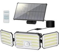 Possily Faretti Solari a LED da Esterno con Sensore di Movimento, Luce Solare Led Esterno con Telecomando 4 Modes 2000mAh IP67 Impermeabile, Lampada Solare con Pannello Solare per Giardino, 1 Pezzo