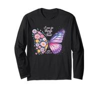 Posso Fare Ogni Cosa Attraverso Cristo - Christian Butterfly Maglia a Manica