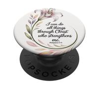 Posso fare ogni cosa attraverso Cristo Fil 4:13 Floreale PopSockets PopGrip Adesivo