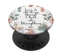 Posso fare ogni cosa attraverso Cristo Fil 4:13 Floreale PopSockets PopGrip Adesivo